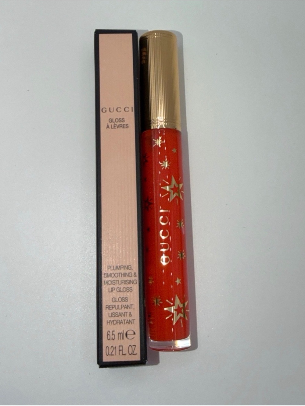 2 qty- Gucci Lip Gloss — Red and Clear Plumping Moisturizing Shine